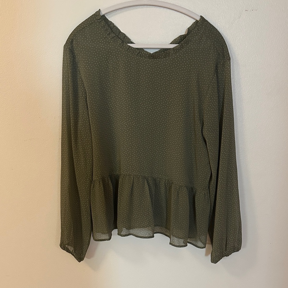 LOFT Olive Peplum Blouse
